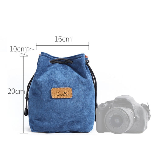 S.C.COTTON Liner Shockproof Digital Protection Portable SLR Lens Bag Micro Single Camera Bag Square Blue M by S.C.COTTON