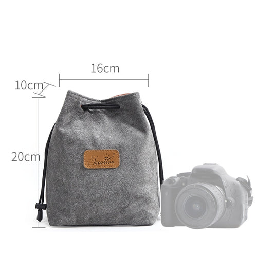 S.C.COTTON Liner Shockproof Digital Protection Portable SLR Lens Bag Micro Single Camera Bag Square Gray M by S.C.COTTON