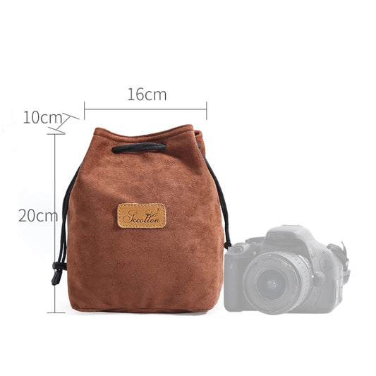 S.C.COTTON Liner Shockproof Digital Protection Portable SLR Lens Bag Micro Single Camera Bag Square Brown M by S.C.COTTON
