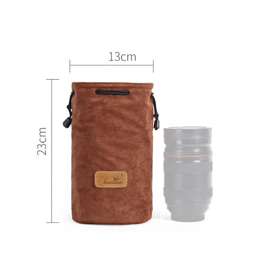 S.C.COTTON Liner Shockproof Digital Protection Portable SLR Lens Bag Micro Single Camera Bag Round Brown M by S.C.COTTON