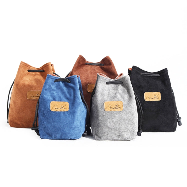 S.C.COTTON Liner Shockproof Digital Protection Portable SLR Lens Bag Micro Single Camera Bag Round Brown S by S.C.COTTON