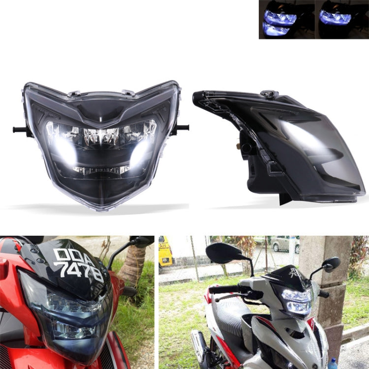 Motorcycle LED Retro Headlights LED Far Near Beam Lights For Yamaha LC135 V2-V6(Transparent Glass) by buy2fix