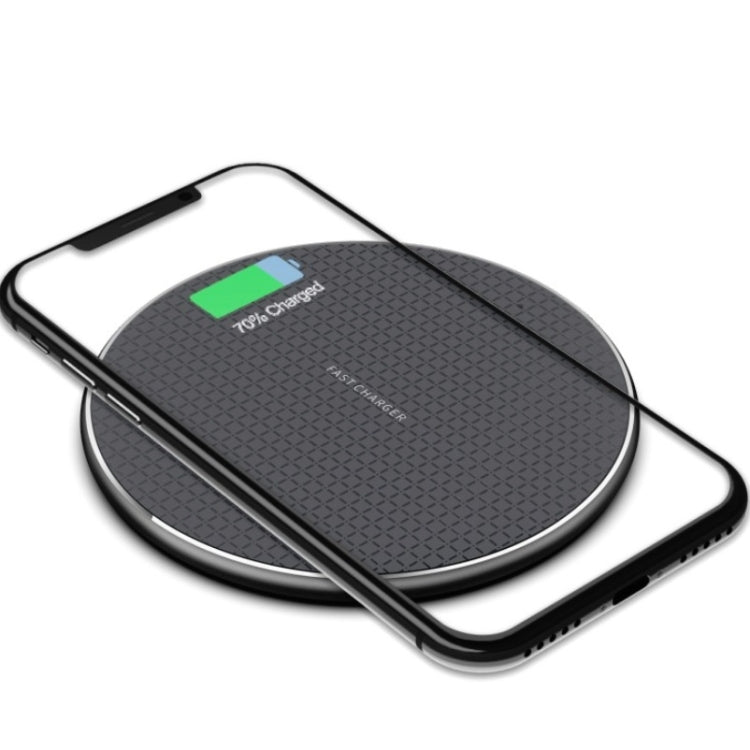 2pcs K8 10W Universal Aluminum Alloy Mobile Phone Wireless Charger, Specification:with 1m Cable(Black) by buy2fix