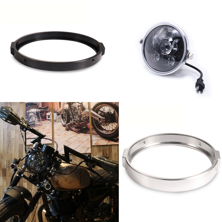 5.75 Inch Round Retro Headlight Ring Motorcycle Headlight Modification Parts(Silver) by buy2fix