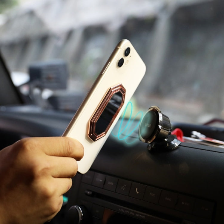 Folding And Sticking Zinc Alloy Mobile Phone Ring Holder Car Magnetic Ring Buckle(Cool Black) by buy2fix