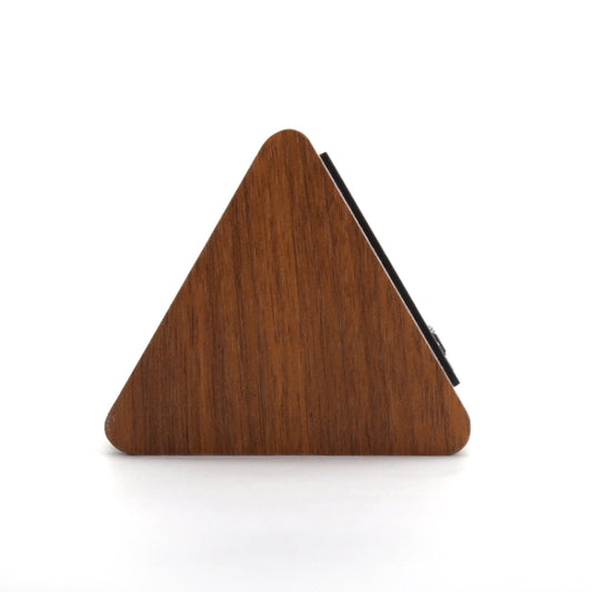 Mute Luminous Electronic Clock Wooden Sound Control Small Triangle Alarm Clock Brown Wood Red Light by buy2fix