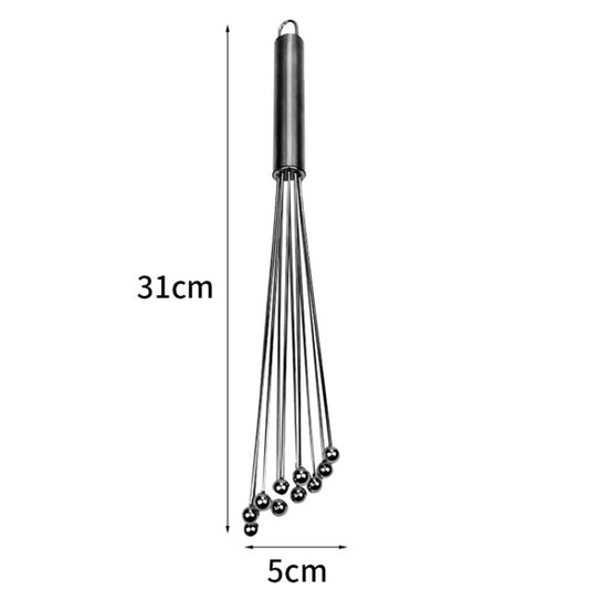 Manual Whisk Stainless Steel Glass Bead Egg Whisk Kitchen Household Hand-Held Baking Tools Type A 12 Inch by buy2fix