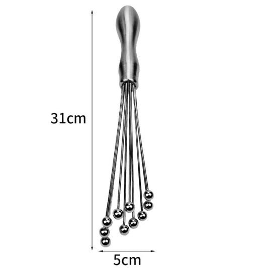 Manual Whisk Stainless Steel Glass Bead Egg Whisk Kitchen Household Hand-Held Baking Tools Type B 12 Inch by buy2fix