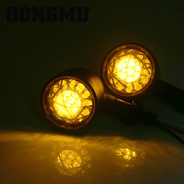 1pair Motorcycle Universal Retro LED Turn Signal Light(Electroplating Shell Yellow Cover) by buy2fix