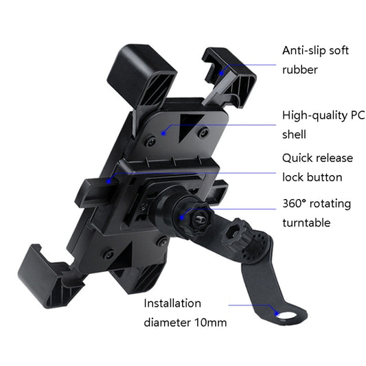 WHEEL UP Bicycle Automatic Bracket Motorcycle Mobile Phone Bicycle Navigation Rack(Upgrade-Rearview Mirror) by WHEEL UP