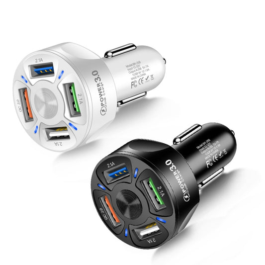 BK-358 3A QC3.0 4USB Car Charger One For Four Mobile Phone Car Charger(White) by buy2fix