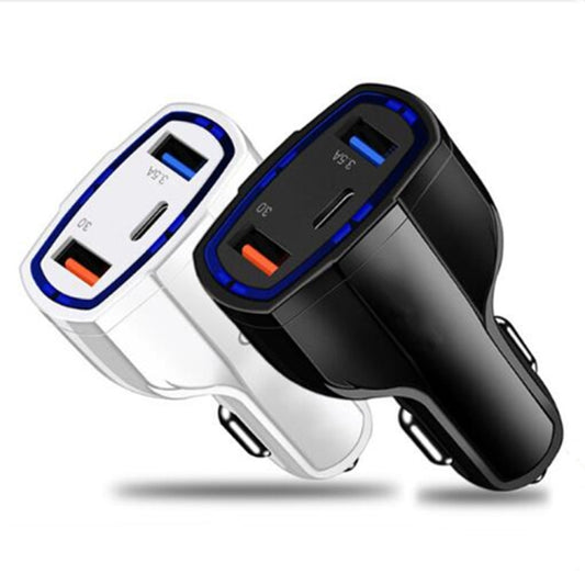 2 PCS QC3.0 Fast Charge Car Charger 3.5A Dual USB With Type-C Interface Output Car Charger(White) by buy2fix
