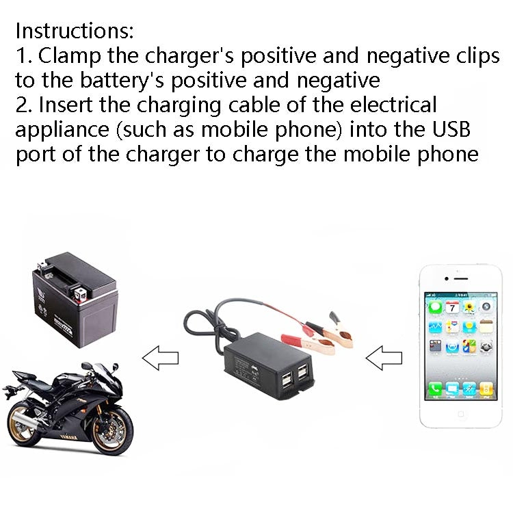 12/24V 4 USB Interface Motorcycle Car Mobile Phone Charger by buy2fix