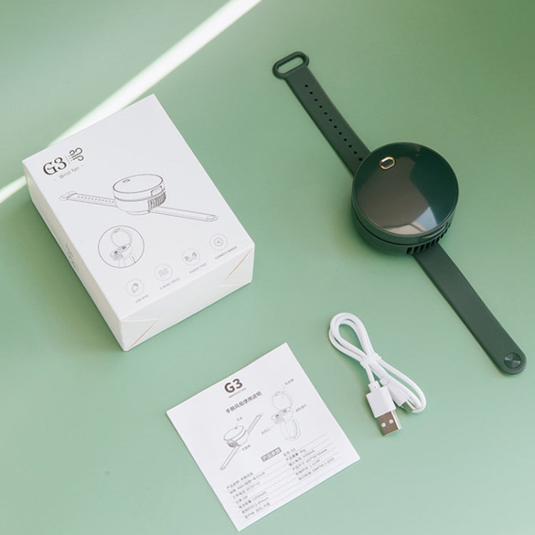 G3 Portable Outdoor Kids USB Mini Mirror Leafless Watch Fan(Green) by buy2fix