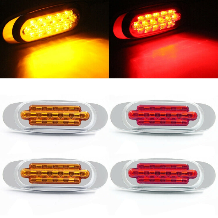 12-24V 16 LEDs Electroplating Side Lights Side Tail Lights Cargo Truck Modification Light, Colour: Red (High and Low Light 3 Lines) by buy2fix