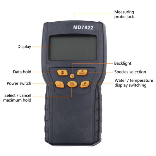 MD7822 Smart Grain Moisture Tester Ultra-Long Probe Digital Moisture Meter by buy2fix