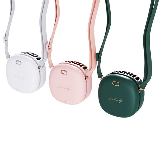 Lazy Hanging Neck Small Fan Usb Rechargeable Mini Portable Leafless Fan(Vintage Green) by buy2fix