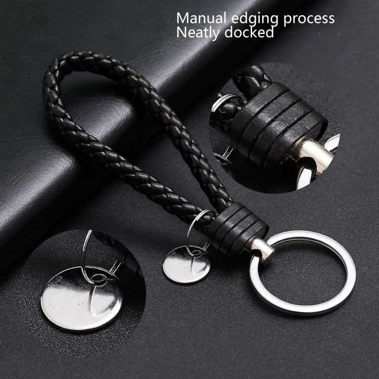 Woven Leather Cord Keychain Car Pendant Leather Key Ring Baotou With Small Round Piece(Pink) by buy2fix
