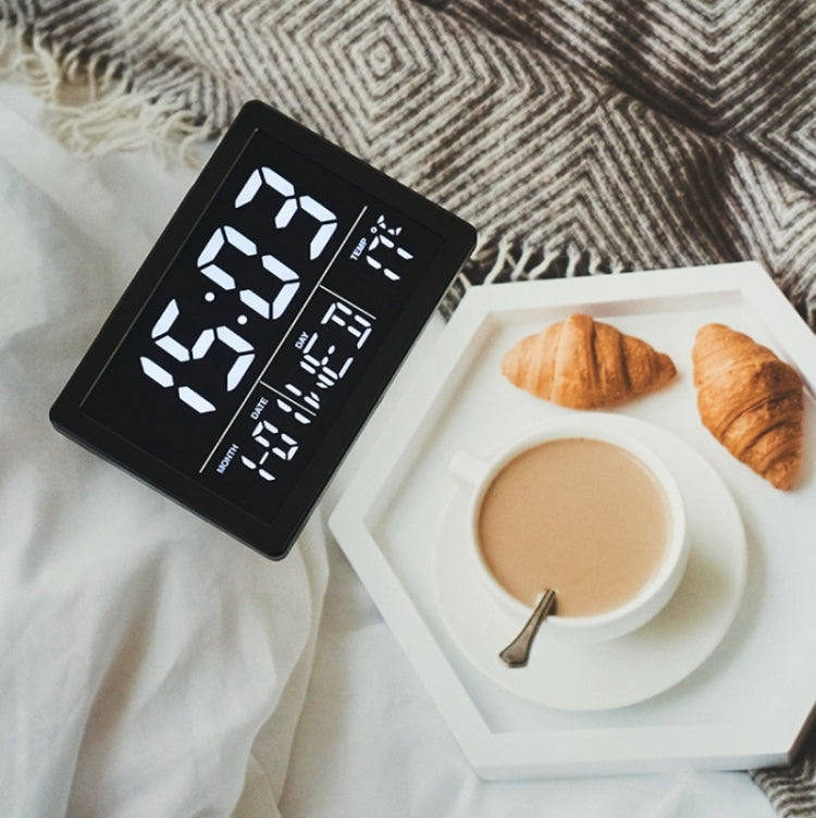 Large Screen LED Clock Bedside Multifunctional Electronic Alarm Clock(Black Shell White Light) by buy2fix