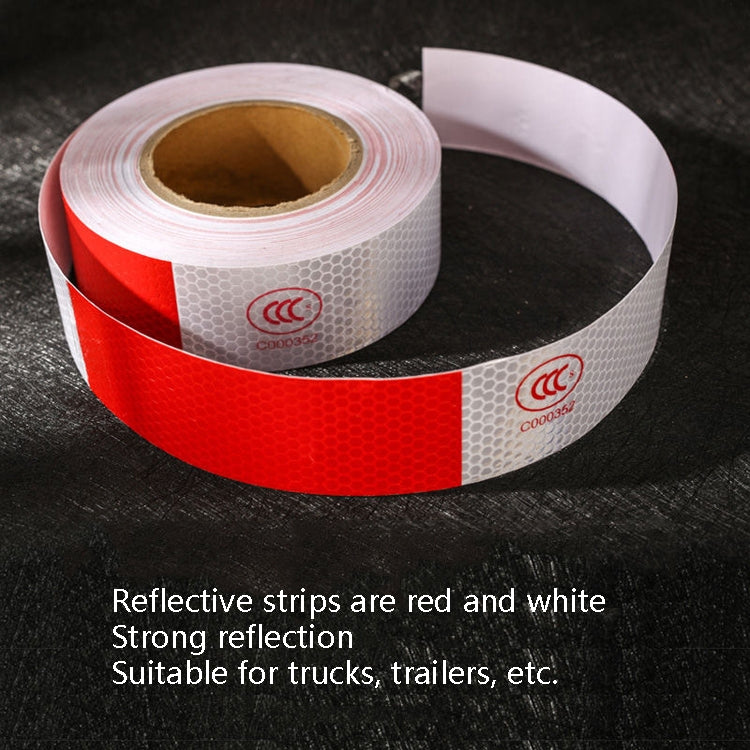 Red And White Car Reflective Film Annual Inspection Of The Car Body Stickers Road Reflective Barlights, Specification: A Roll by buy2fix