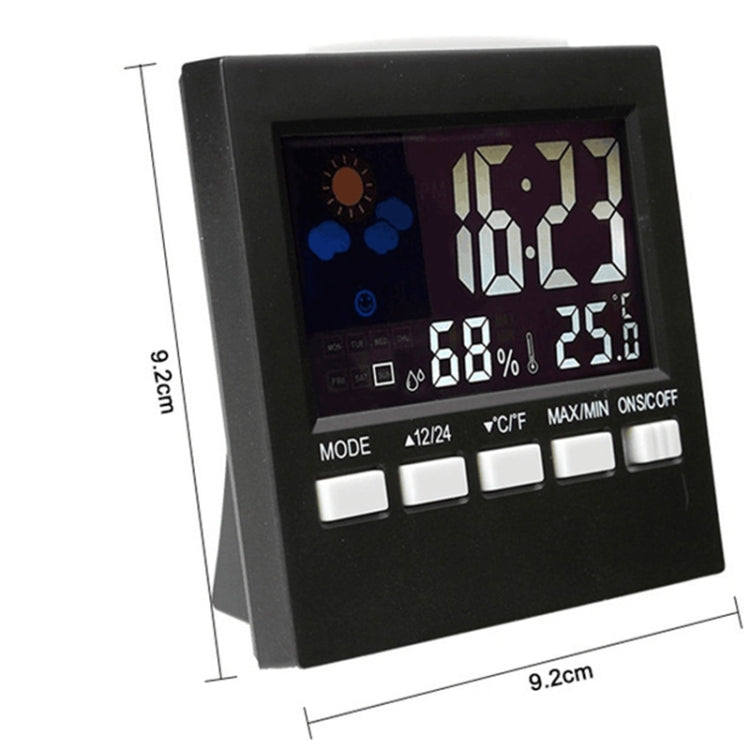 2159 Household Temperature And Humidity Display Alarm Clock Indoor Electronic Digital Display Multi-Function Color Screen Clock(Black) by buy2fix