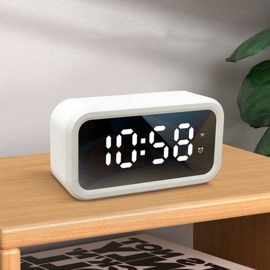 FY101 Charging Bluetooth Speaker Radio Alarm Mirror Electronic Clock(White) by buy2fix