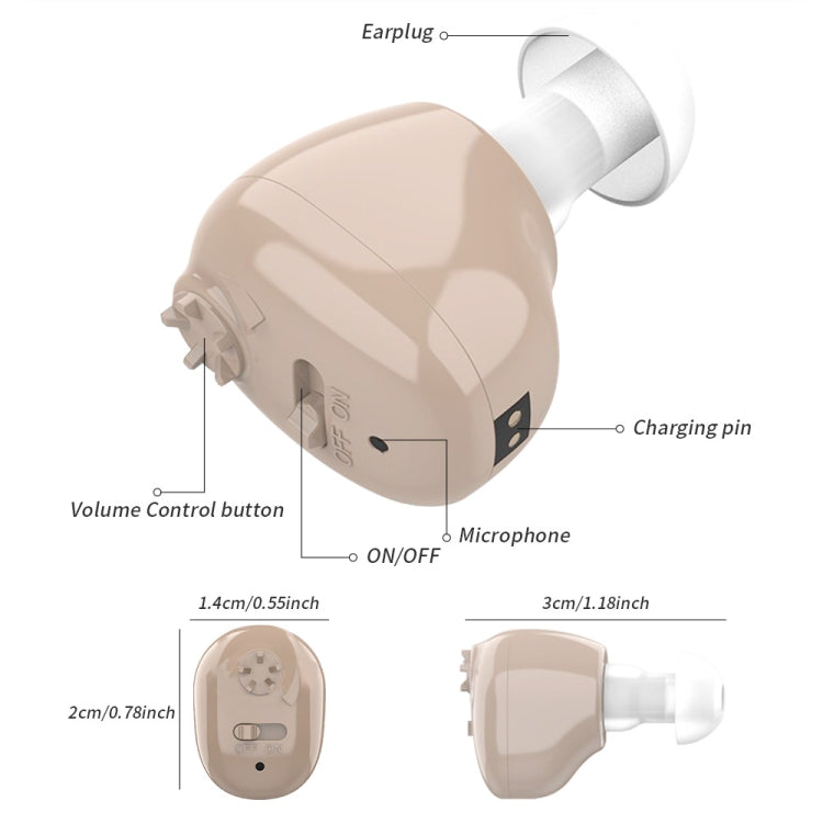Z-12 Rechargeable In-Ear Sound Amplifier Hearing Aid with USB Cradle Charger by buy2fix