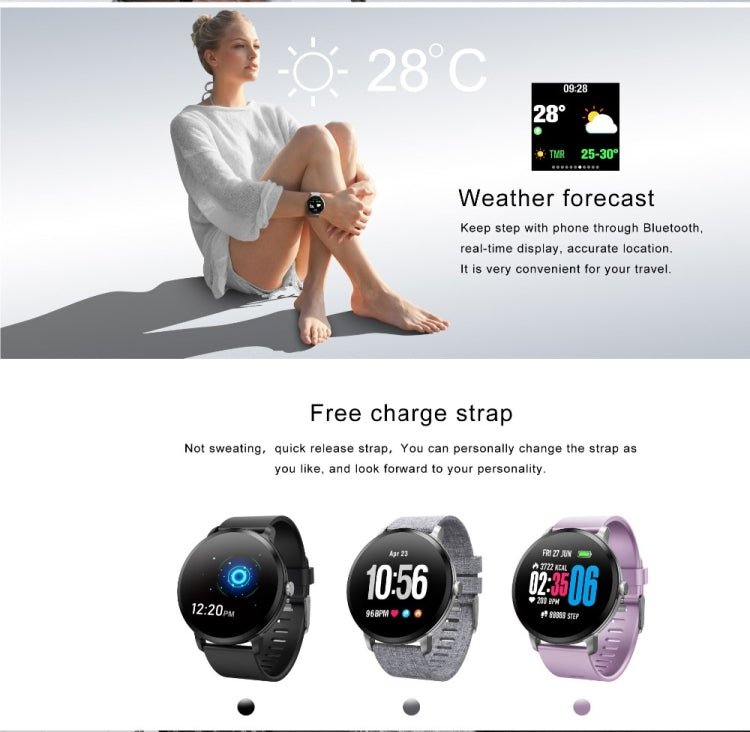 V11 Smartwatch Real-time Heart Rate Blood Pressure Monitor Multi-sport mode Breathing Light Smart Watch for Android IOS Phone(Pink Silicone) by buy2fix