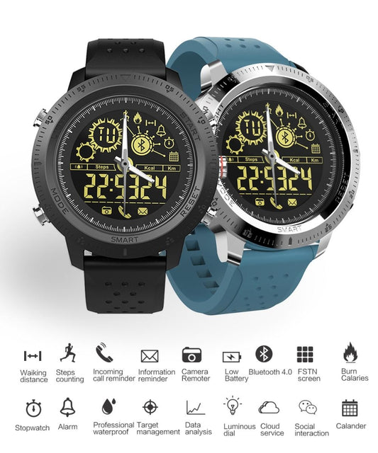 NX02 Sport Smartwatch IP67 Waterproof Support Tracker Calories Pedometer Smartwatch Stopwatch Call SMS Reminder(blue) by buy2fix