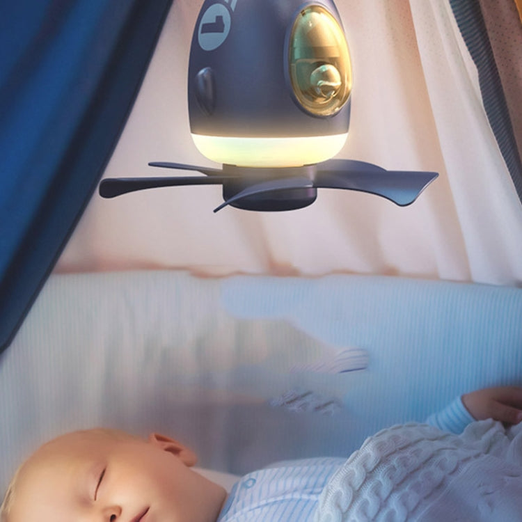 MF023 Airplane Night Light Ceiling Fan Household USB Remote Control Fan(White) by buy2fix