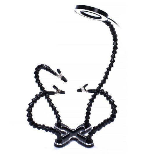 Aluminum Alloy 4-Claw Aircraft Model Universal Arm With Light & Welding Station(N-CSBKM-BK9 Black) by buy2fix