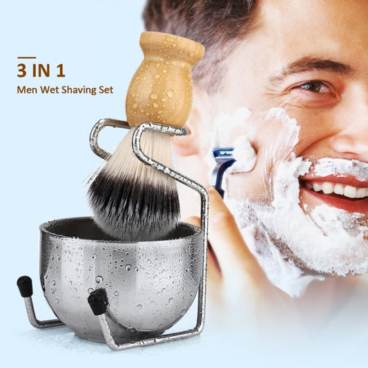 B3004 3 Pcs/Set Men Styling Tools Nylon Beard Brush Rack Foam Bowl(3 Pcs/Set) by buy2fix