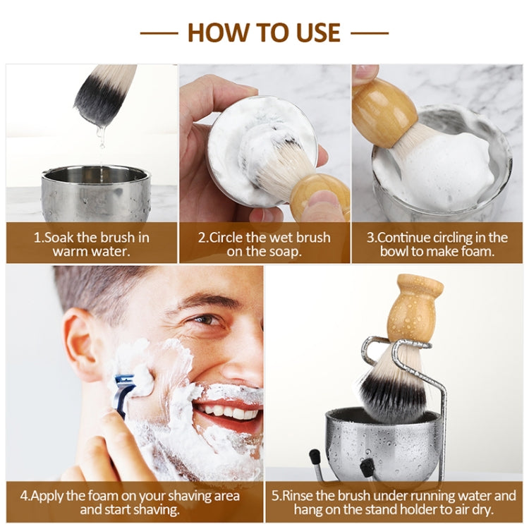 B3004 3 Pcs/Set Men Styling Tools Nylon Beard Brush Rack Foam Bowl(3 Pcs/Set) by buy2fix