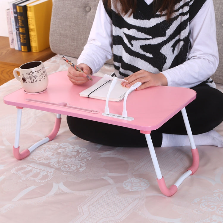 USB Folding Computer Desk With Fan & Lamp, Size: 60x40x28cm(Teenage Pink) by buy2fix