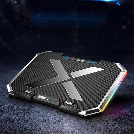 NUOXI Q8 Notebook Radiator LCD Screen Button Controllable RBG Luminescence Computer Cooling Base(Black) by NUOXI