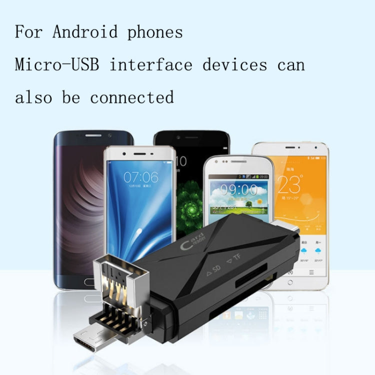YH-109 SD/TF/Type-C/Micro USB/USB Computer PC Mobile Phone OTG Card Reader(Black) by buy2fix