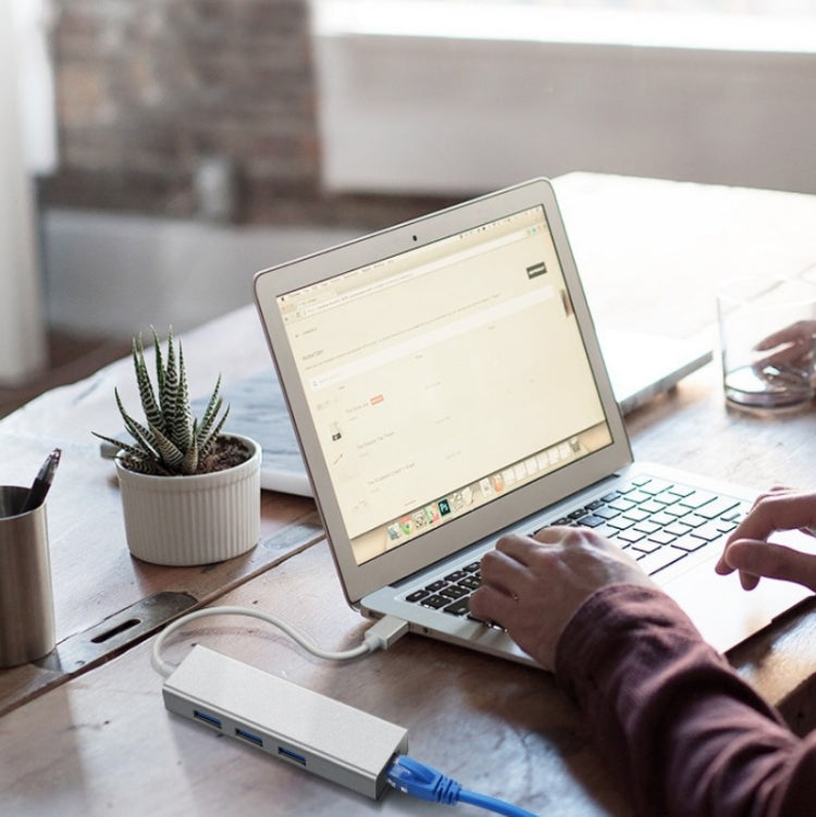 YH-U1009 3 x USB 3.0 + RJ45 to USB 3.0 External Drive-Free HUB for Laptops, Random Color Delivery by buy2fix