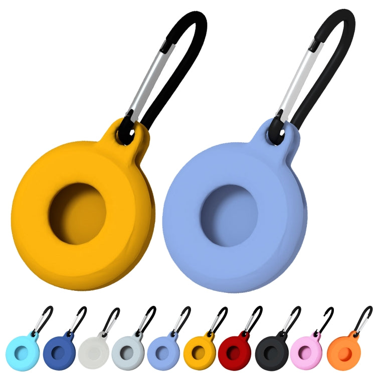 4 PCS Round Shape Shockproof Anti-scratch Silicone Protective Case with Carabiner for AirTag(Black) by buy2fix