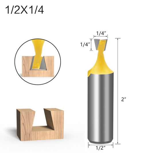 1/2 Handle Dovetail Cutter Wood Engraving Small Milling Cutter, Specification: 1/2x1/4mm by buy2fix