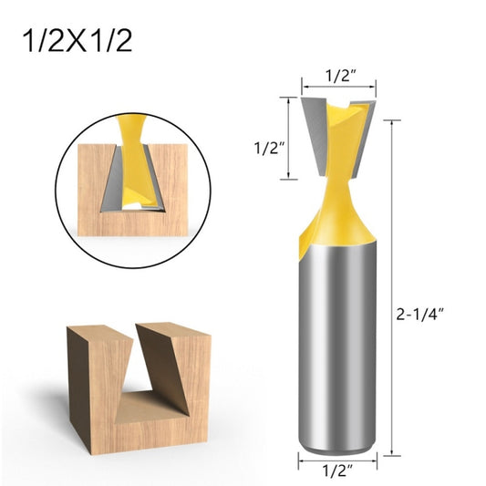1/2 Handle Dovetail Cutter Wood Engraving Small Milling Cutter, Specification: 1/2x1/2mm by buy2fix