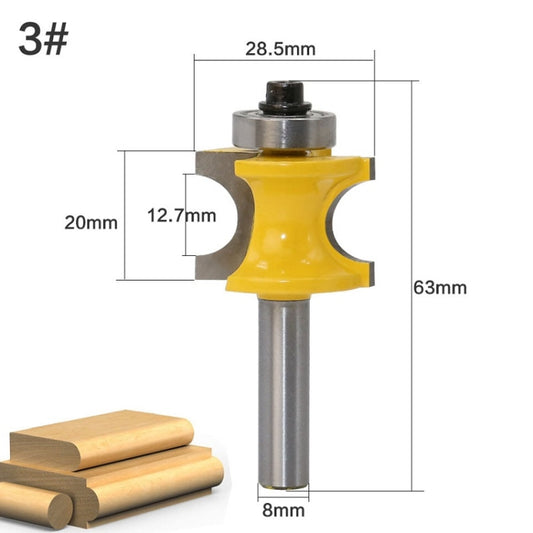 8-Shank Bearing Positive Semicircular Cutter Engraving Machine Woodworking Cutter, Model: No. 3 by buy2fix