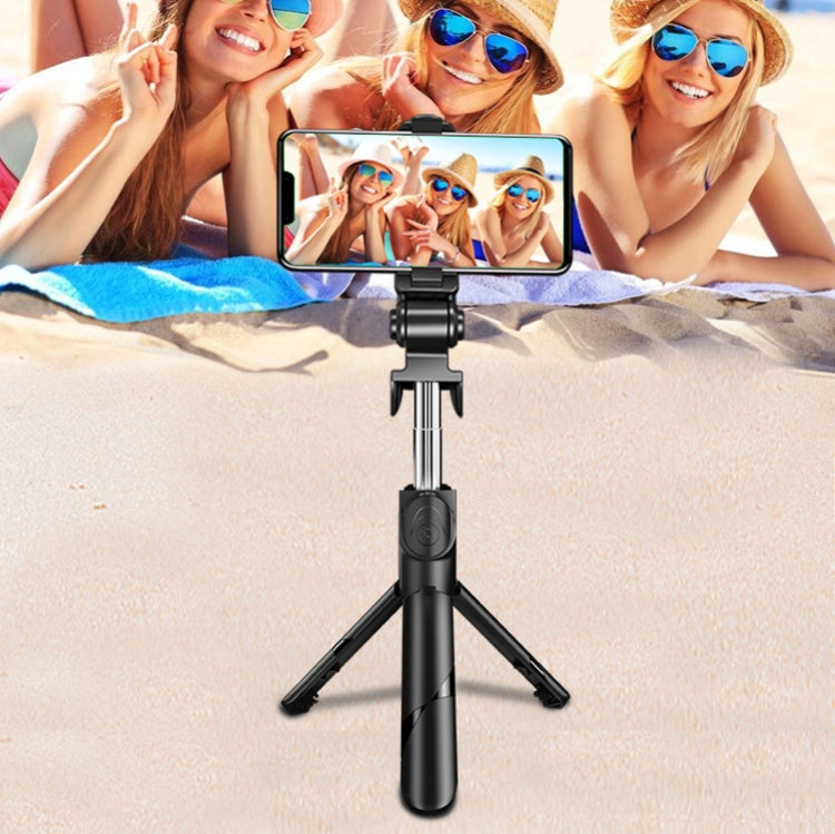 No Bluetooth Black XT02 360-Degree Rotating Multi-Function Retractable Mobile Phone Selfie Stick To Shoot Live TV Drama Tripod by buy2fix