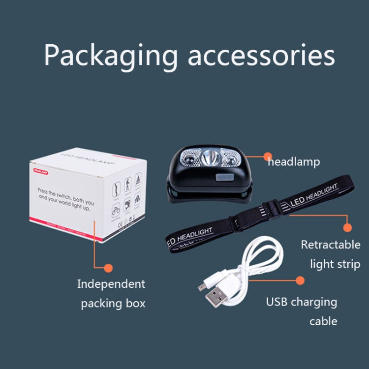 Smart Sensor Outdoor USB Headlight LED Portable Strong Light Night Running Headlight, Colour: Orange 5W 140LM by buy2fix