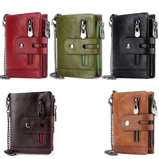 RFID Anti-Theft Swipe Wallet Tri-Fold Multi-Card Slot Crazy Horse Leather Men Leather Wallet(Black) by buy2fix