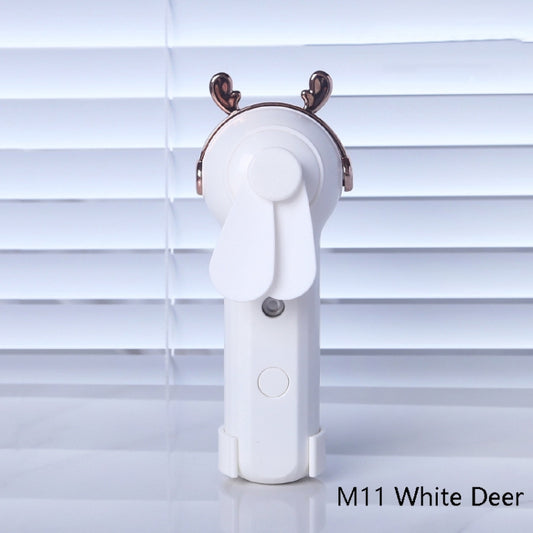 Handheld Hydrating Device Chargeable Fan Mini USB Charging Spray Humidification Small Fan(M11 White Deer) by buy2fix