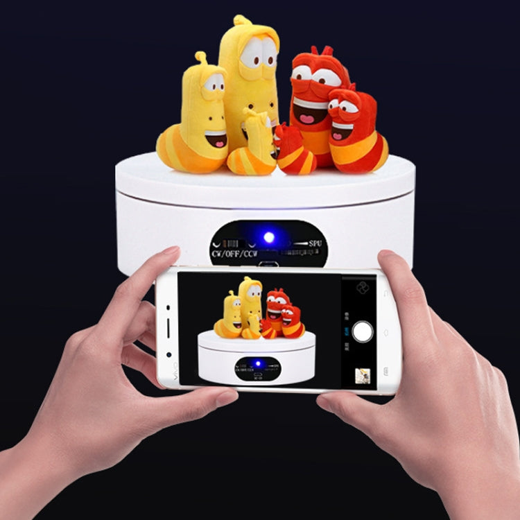 ND120 USB Automatic Rotating Camera Table Hand-Made Panoramic Display Table Turntable(White) by buy2fix