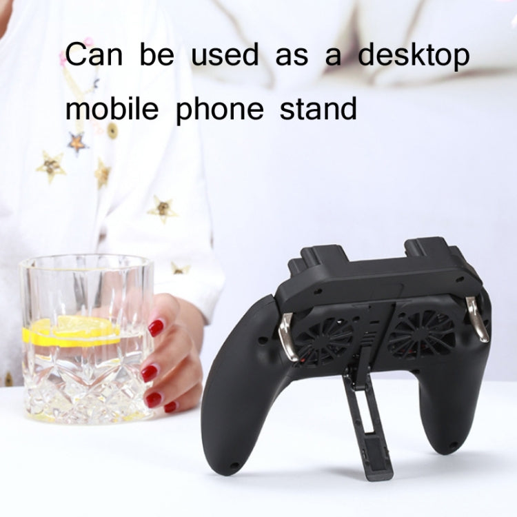 H10 3 in 1 Plug-in Type Dual Fan Cooling Gamepad Game Auxiliary Button Grip with Stand by buy2fix