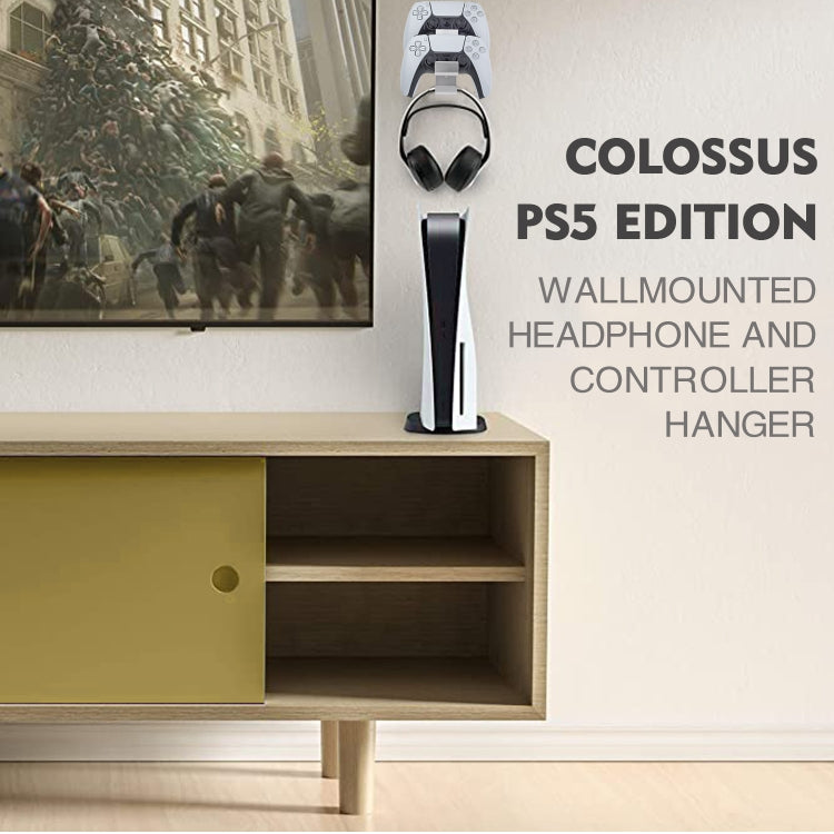 Gamepad & Headphone Three-In-One Wall Mounted Hanger For PS5 / PS4 by buy2fix