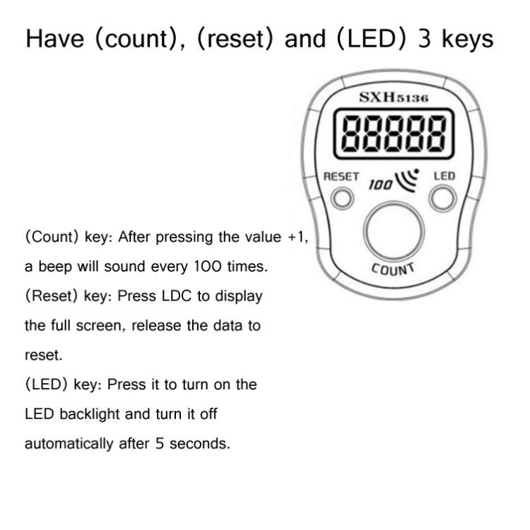LED Luminous Electronic Counter with Sound Reminder Function After A Hundred, Random Colour Delivery by buy2fix
