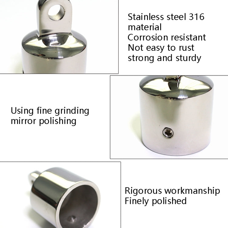 32mm Ordinary Single Top Silk Slip Cap 316 Stainless Steel Yacht RV Awning Accessories by buy2fix